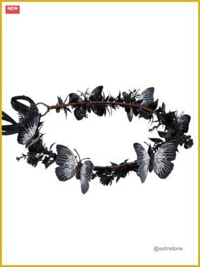Gothic Butterfly Flower Crown Headband Fairy Headpiece